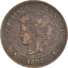 Moneta, Francia, Cérès, 5 Centimes, 1897, Paris, MB, Bronzo, KM:821.1