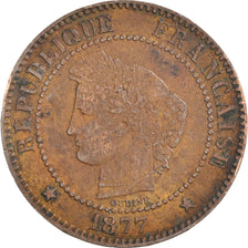 Moneta, Francia, Cérès, 2 Centimes, 1877, Paris, MB+, Bronzo, KM:827.1, Le