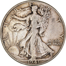 Coin, United States, Walking Liberty Half Dollar, Half Dollar, 1941, U.S. Mint