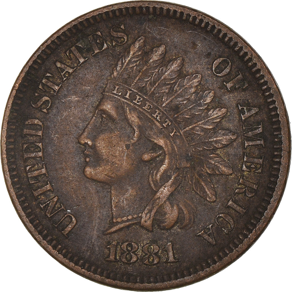 Coin, United States, Indian Head Cent, Cent, 1881, U.S. Mint, Philadelphia