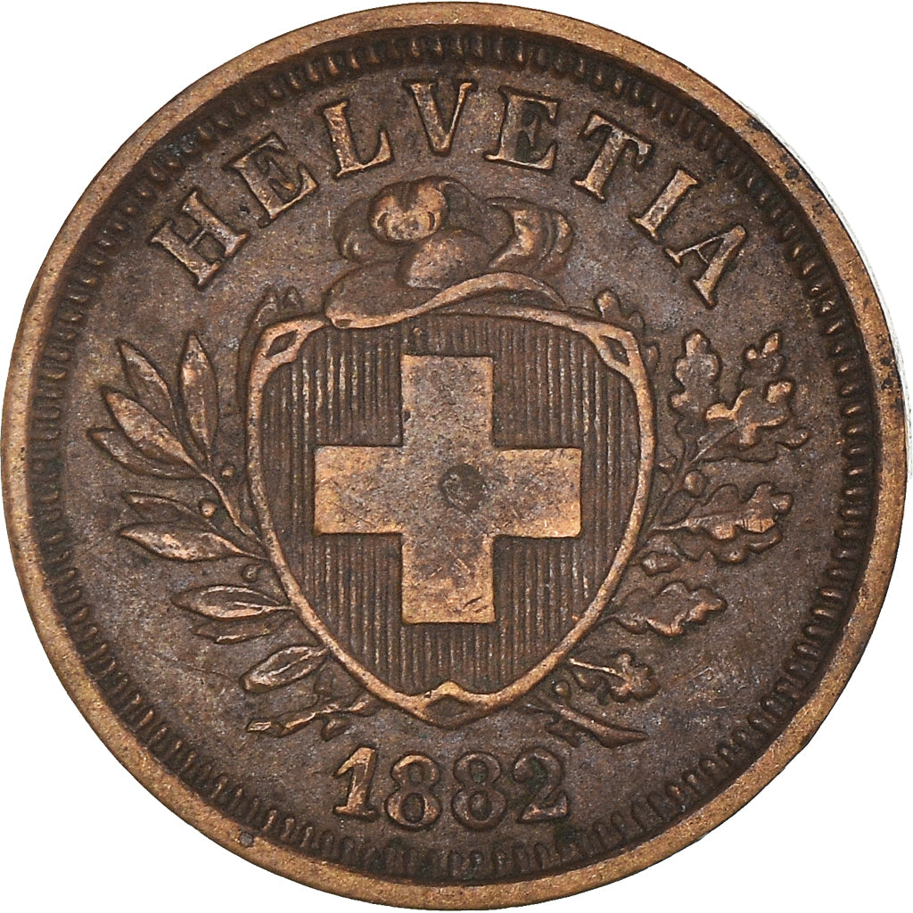 Coin, Switzerland, Rappen, 1882, Bern, EF(40-45), Bronze, KM:3.1