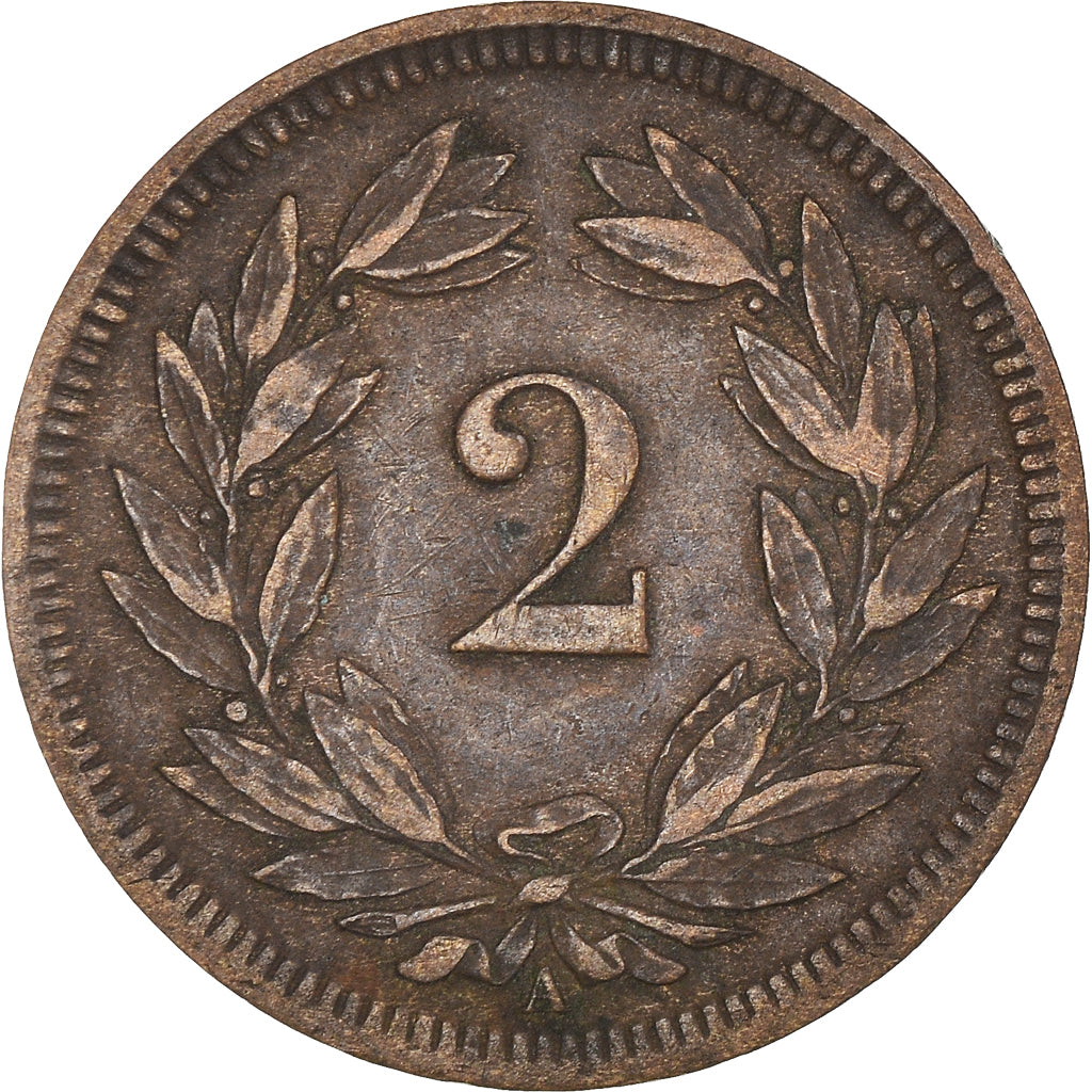 Coin, Switzerland, 2 Rappen, 1851, Paris, VF(30-35), Bronze, KM:4.1
