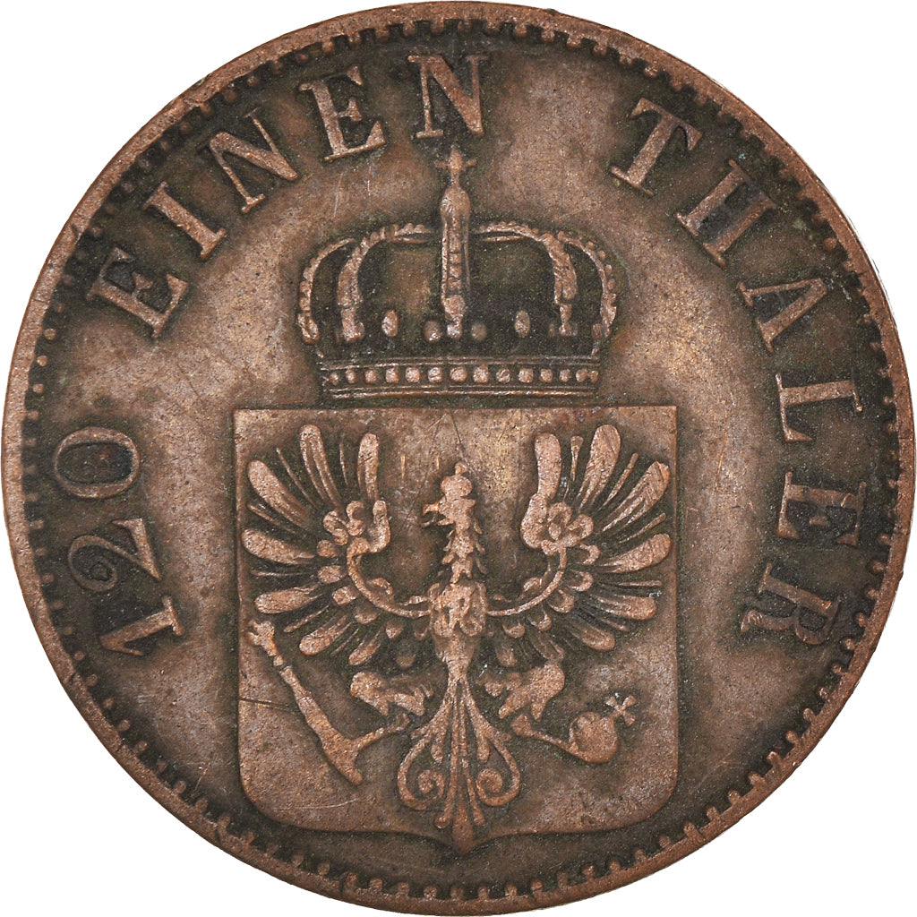Moneta, Stati tedeschi, PRUSSIA, Wilhelm I, 3 Pfennig, 1865, Berlin, BB, Rame