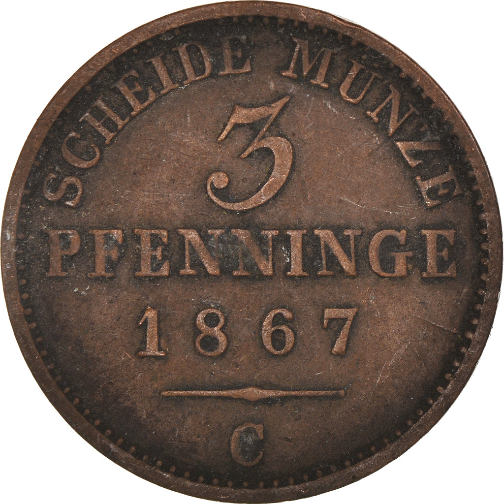 Monnaie, Etats allemands, PRUSSIA, Wilhelm I, 3 Pfennig, 1867, Cleves, TTB