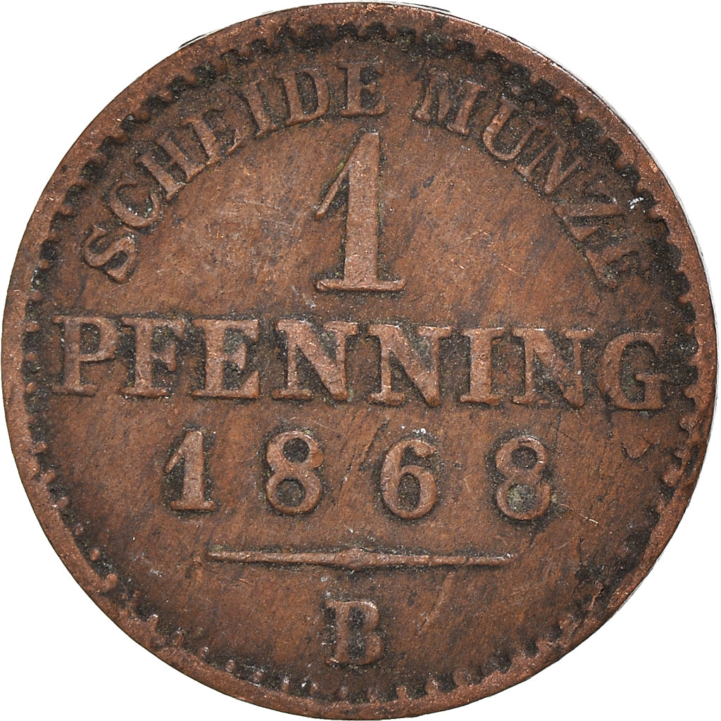 Coin, German States, PRUSSIA, Wilhelm I, Pfennig, 1868, Hannover, VF(30-35)