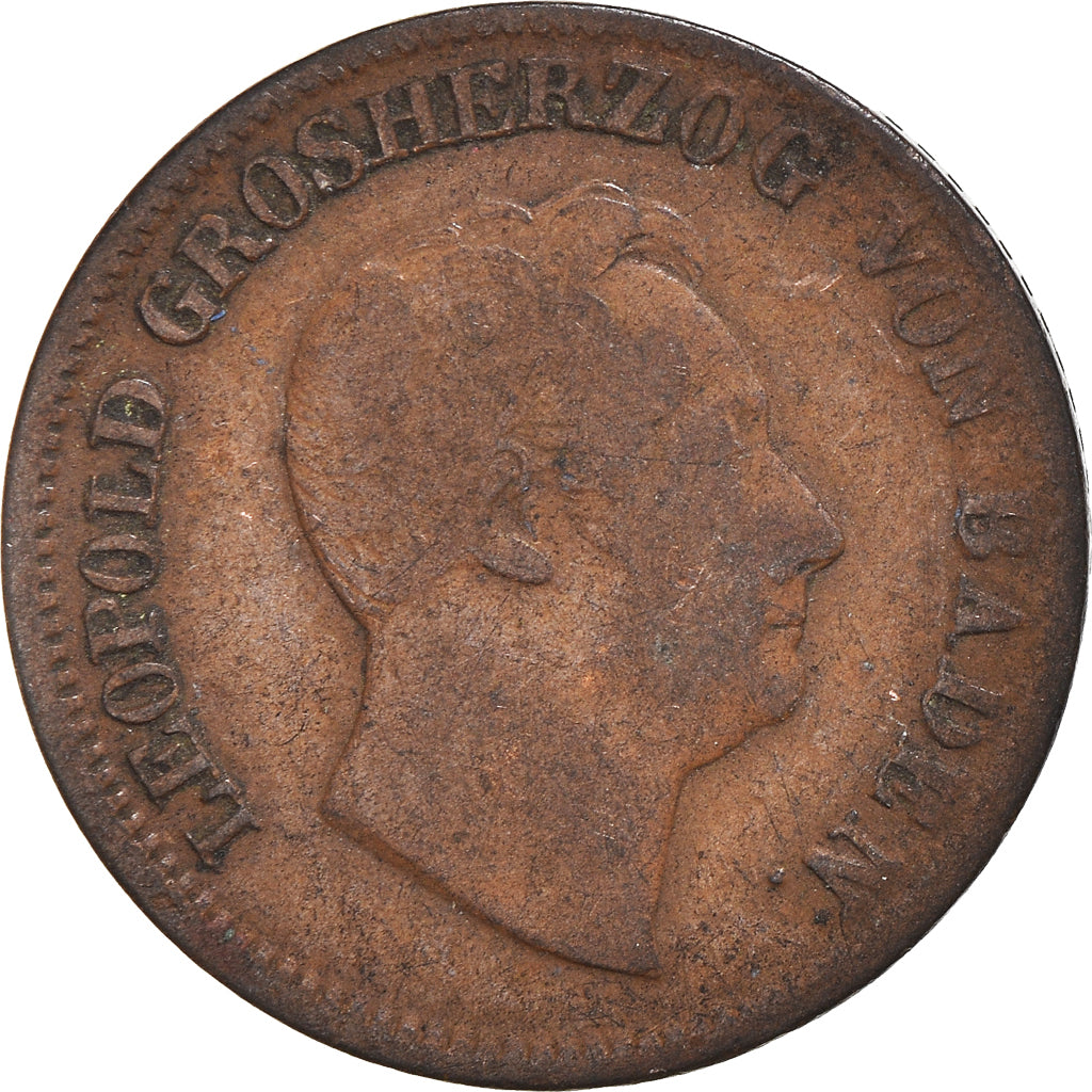 Monnaie, Etats allemands, BADEN, Leopold I, Kreuzer, 1849, TB+, Cuivre, KM:218.2