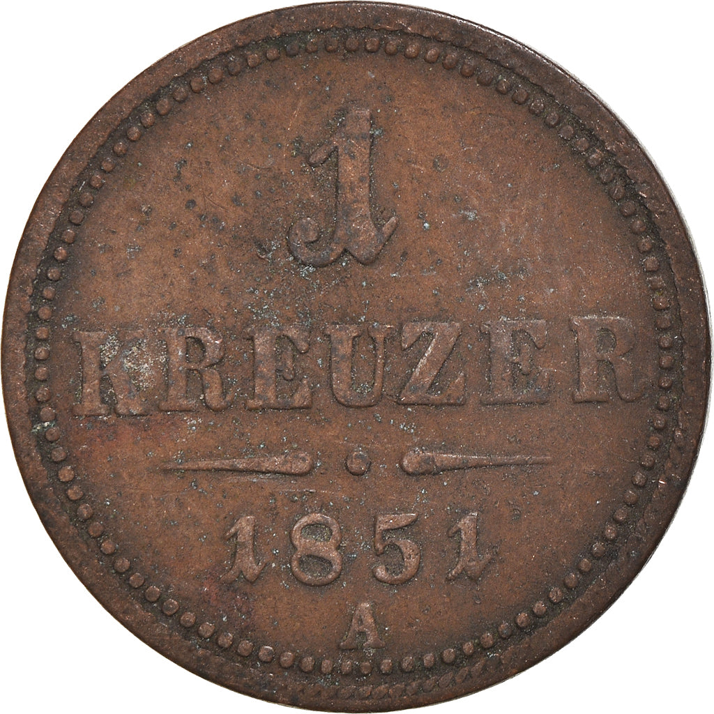 Moeda, Áustria, Franz Joseph I, Kreuzer, 1851, Vienna, VF(30-35), Cobre