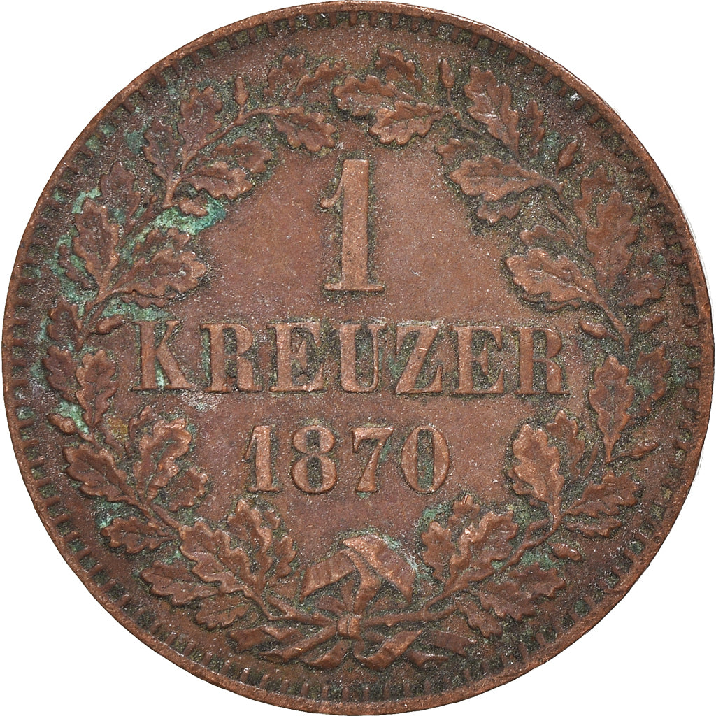 Coin, German States, BADEN, Friedrich I, Kreuzer, 1870, VF(30-35), Copper