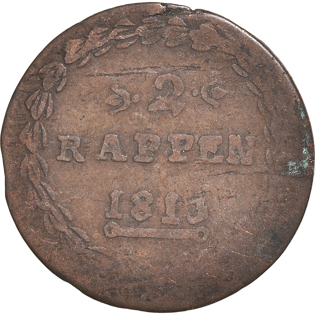 Coin, Switzerland, 2 Rappen, 1813, VF(20-25), Copper, KM:62