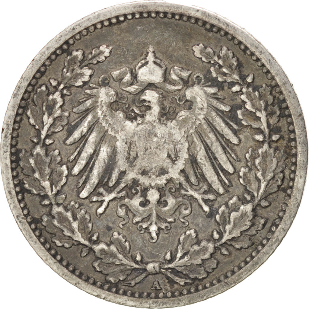 Münze, GERMANY - EMPIRE, 1/2 Mark, 1905, Berlin, S+, Silber, KM:17