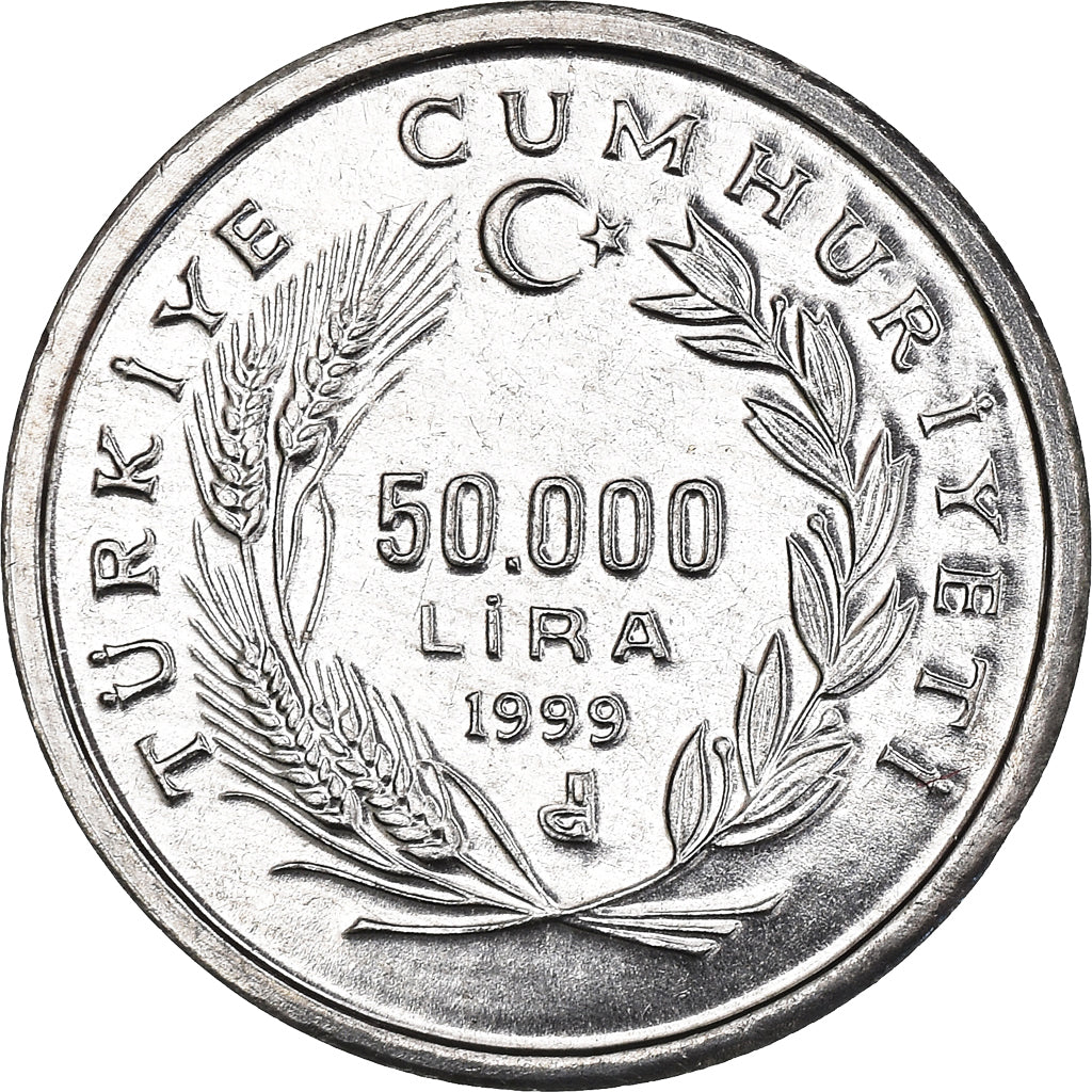 Coin, Turkey, 50000 Lira, 50 Bin Lira, 1999, Istanbul, MS(64), Aluminum, KM:1103