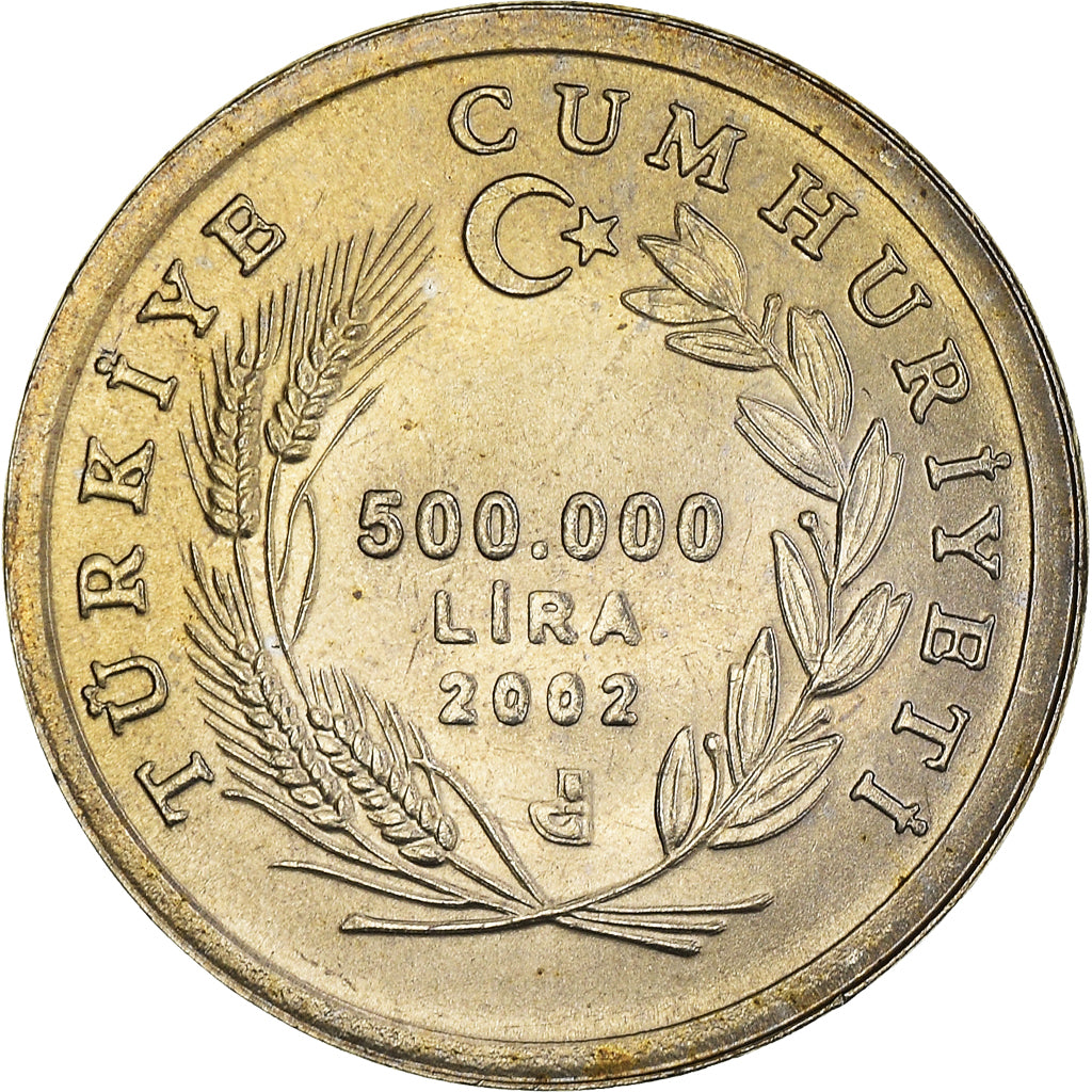 Coin, Turkey, 500 000 Lira, 2002, MS(64), Cupronickel