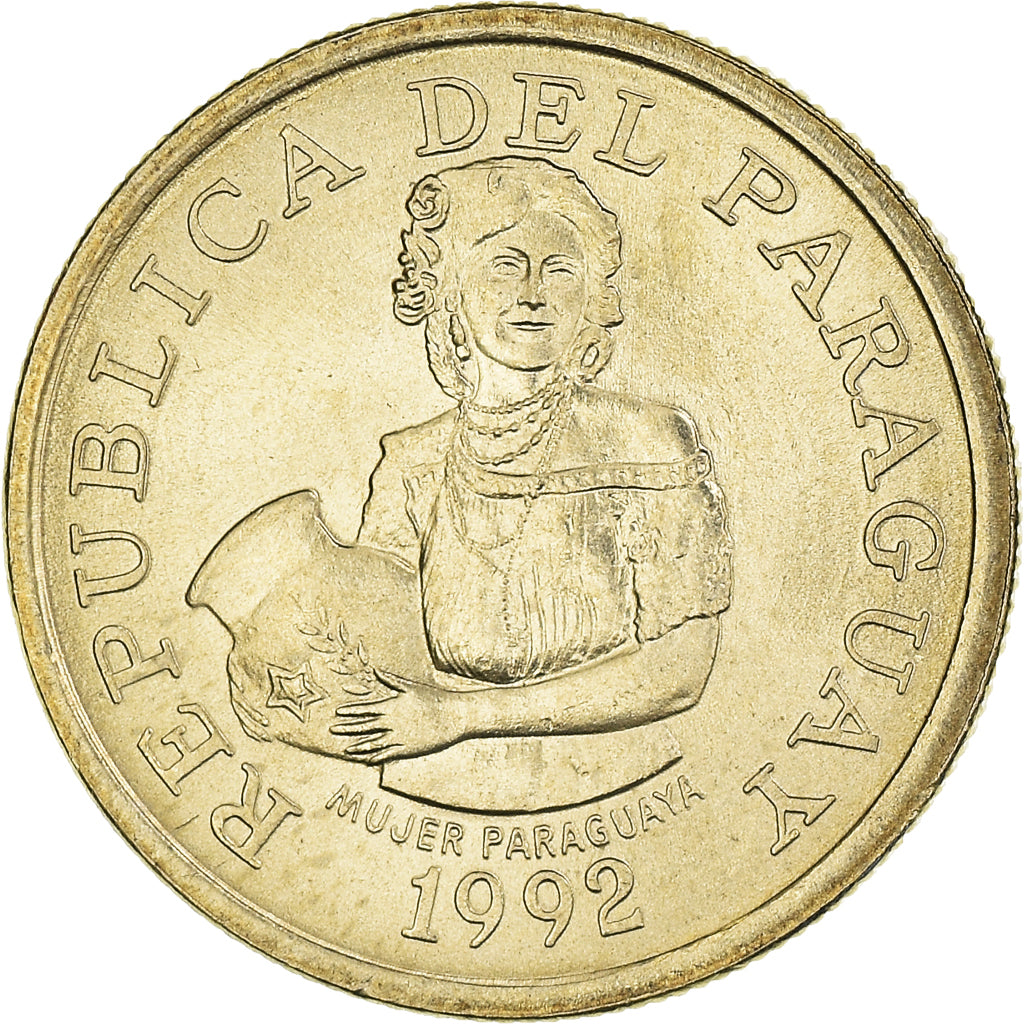 Moneta, Paragwaj, 5 Guaranies, 1992, MS(60-62), Nikiel-Brąz, KM:166a