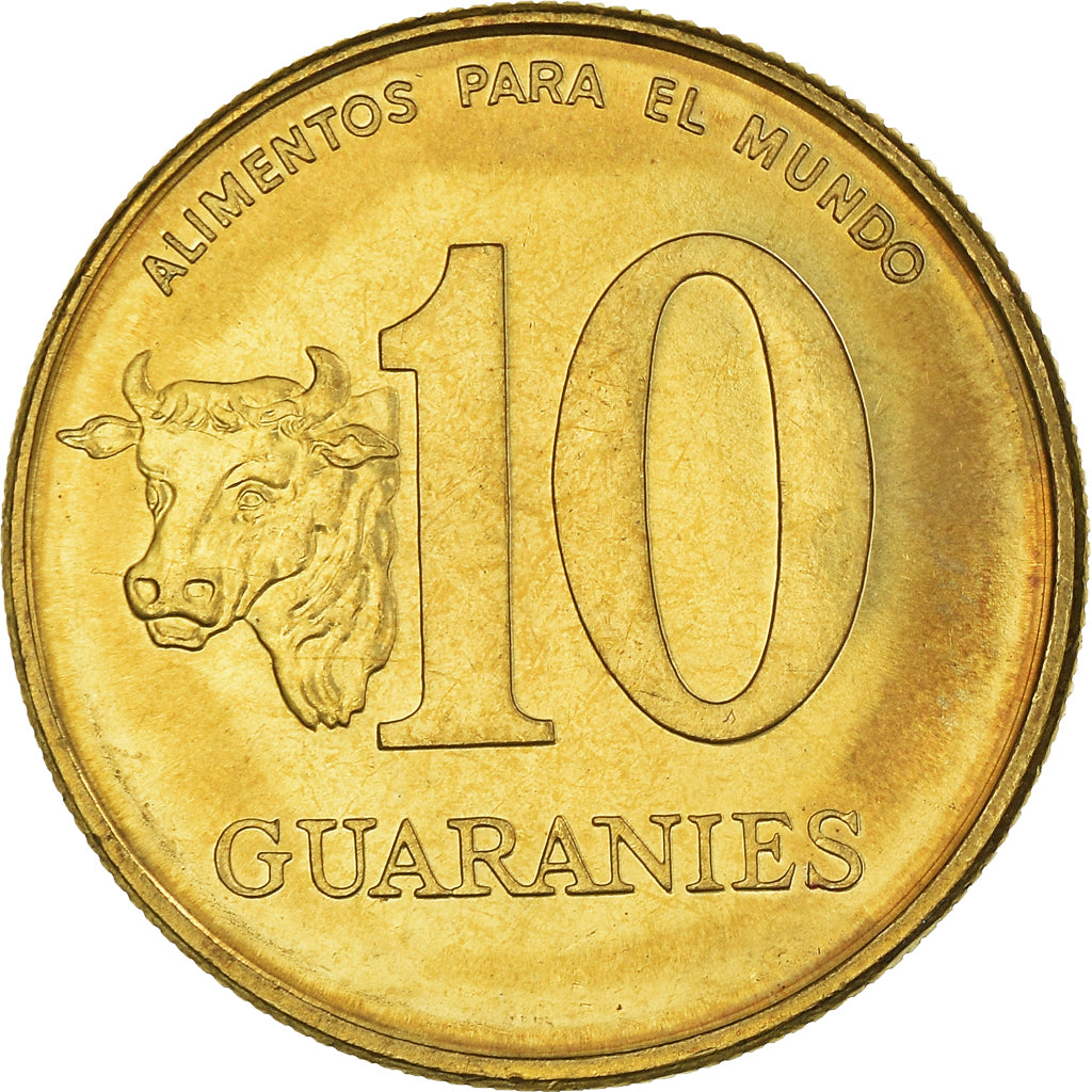 Moneda, Paraguay, 10 Guaranies, 1996, EBC+, Latón chapado en acero, KM:178a