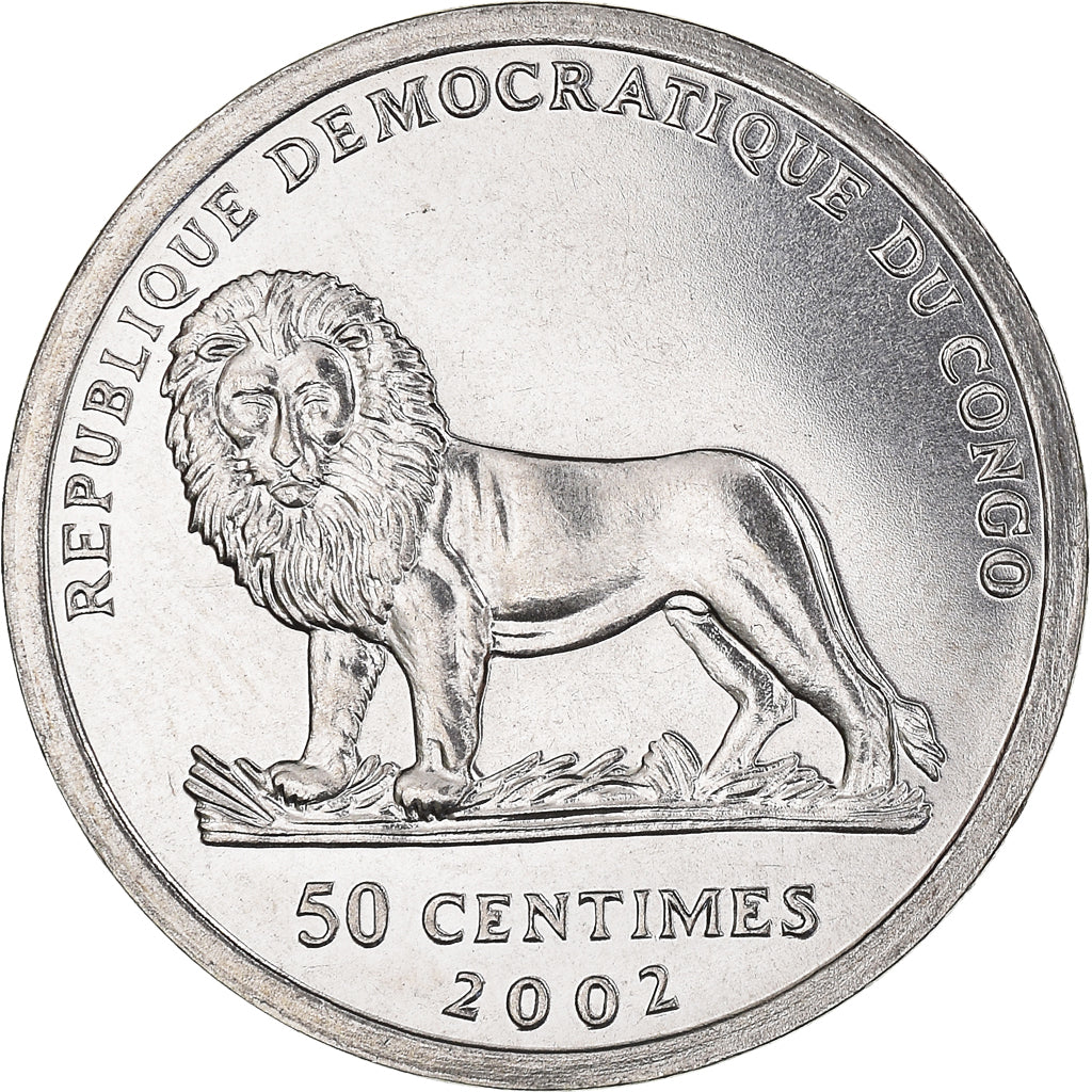 Coin, CONGO, DEMOCRATIC REPUBLIC, 50 Centimes, 2002, MS(60-62), Stainless Steel