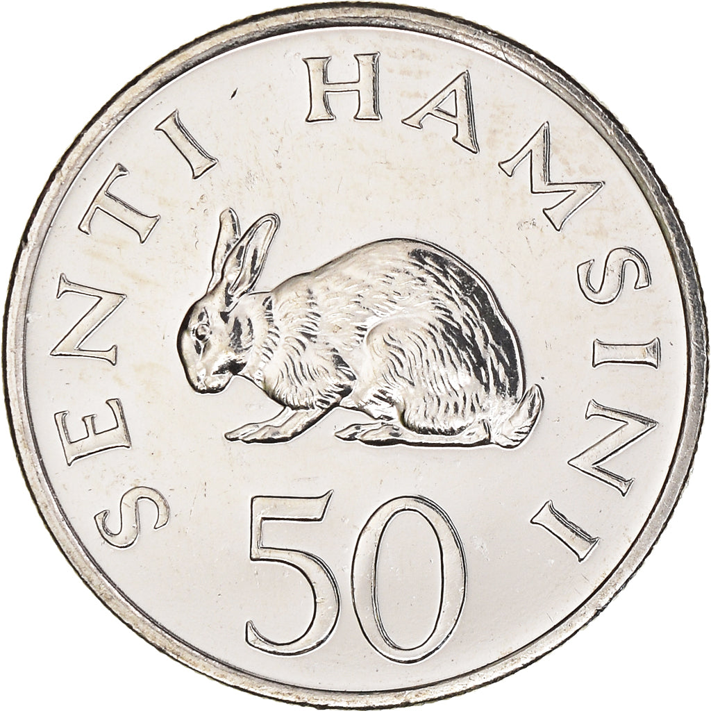 Coin, Tanzania, 50 Senti, 1990, British Royal Mint, MS(60-62), Nickel Clad