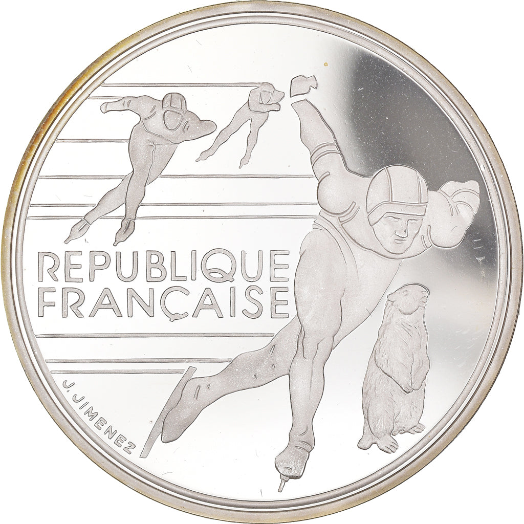 Coin, France, albertville 92, 100 Francs, 1990, Proof, MS(65-70), Silver