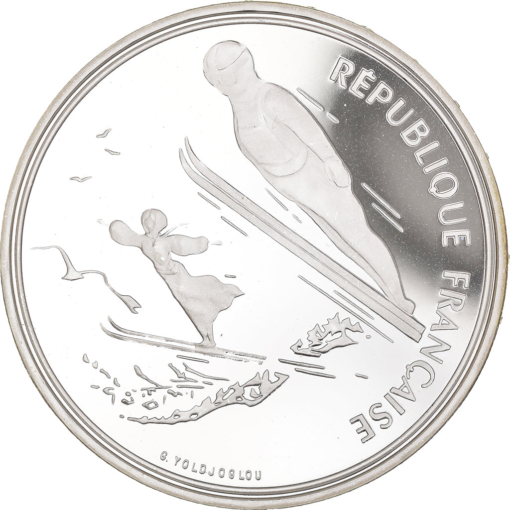 Coin, France, Albertville - Ski Jumping, 100 Francs, 1991, BE, MS(65-70)