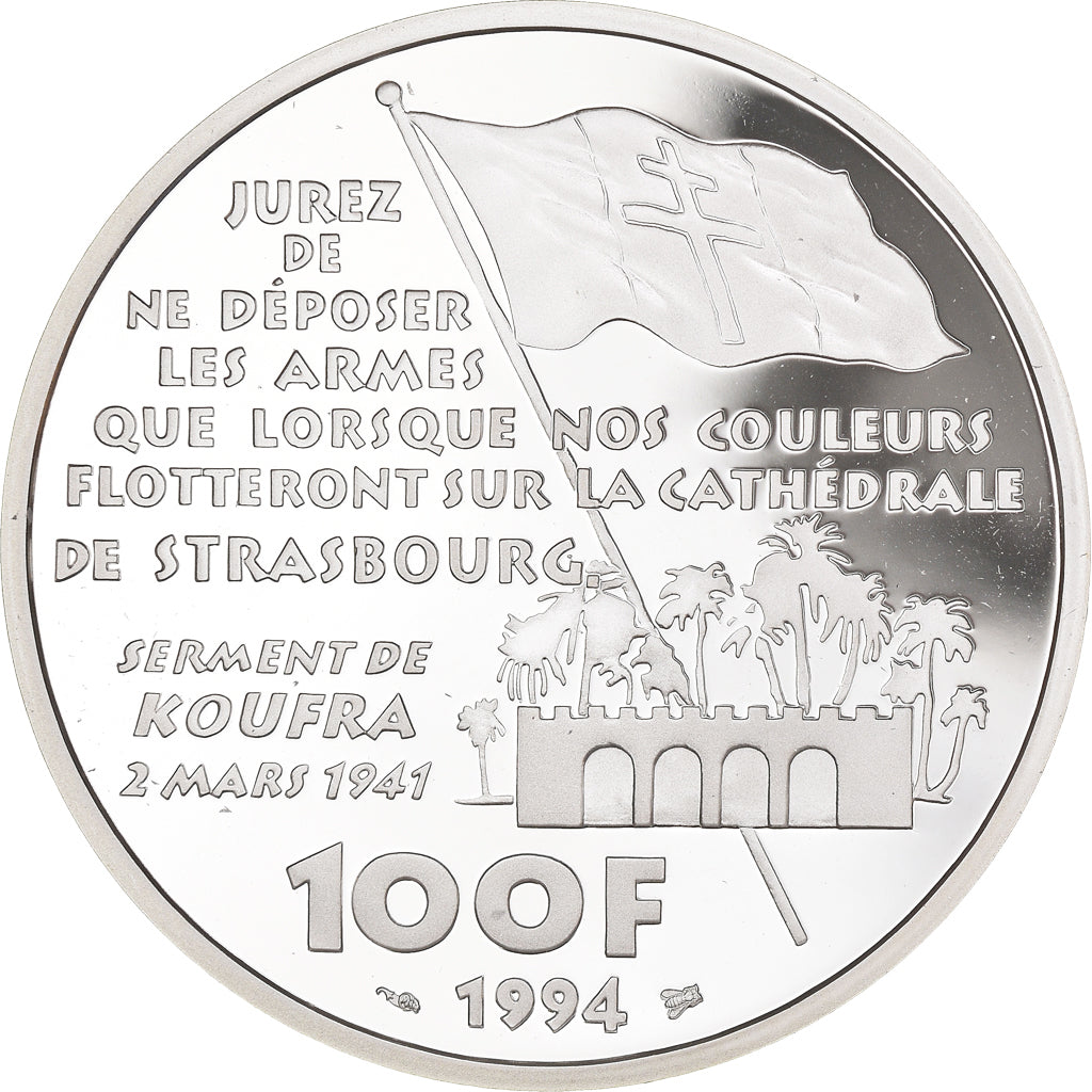 Coin, France, Philippe Leclerc de Hauteclocque, 100 Francs, 1994, Proof