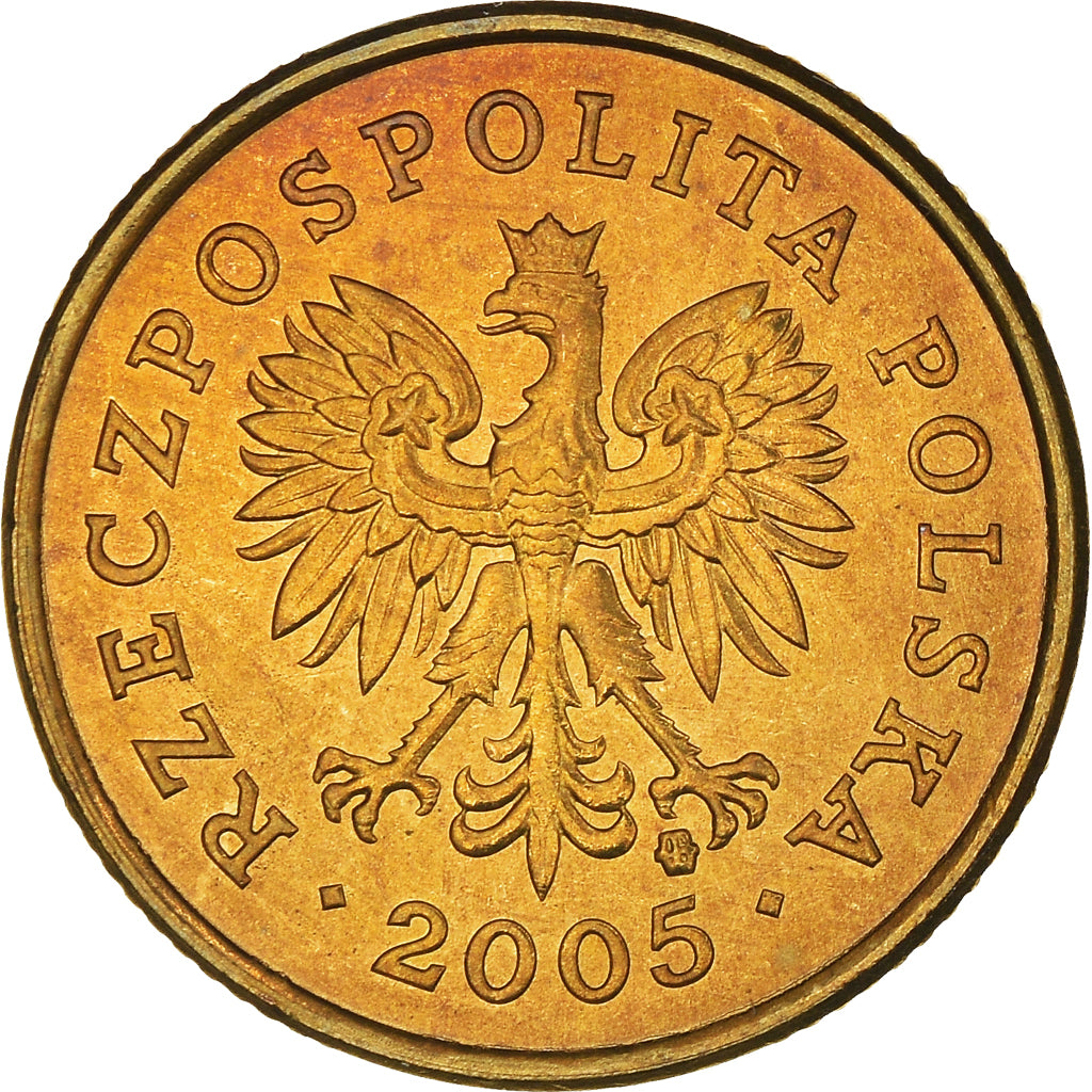 Coin, Poland, 5 Groszy, 2005, Warsaw, MS(63), Brass, KM:278