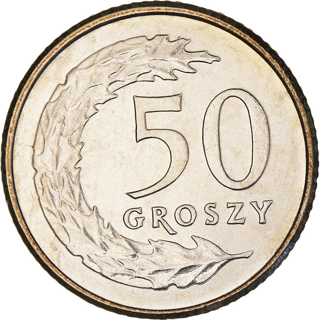 Coin, Poland, 50 Groszy, 1995, Warsaw, MS(60-62), Copper-nickel, KM:281
