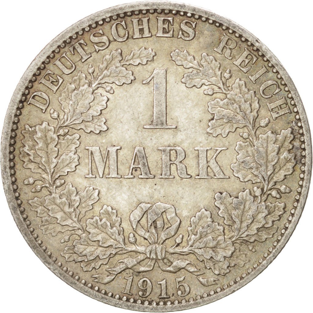 GERMANY - EMPIRE, Mark, 1915, Berlin, KM #14, AU(55-58), Silver, 24, 5.57