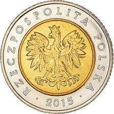 Moneta, Polonia, 5 Zlotych, 2015, Warsaw, SPL+, Bi-metallico