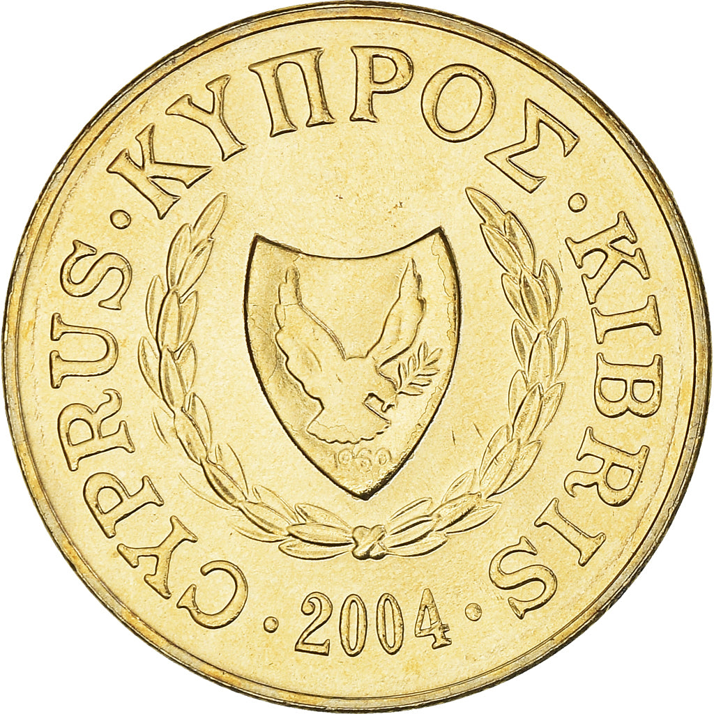 Coin, Cyprus, 2 Cents, 2004, MS(64), Nickel-brass, KM:54.3