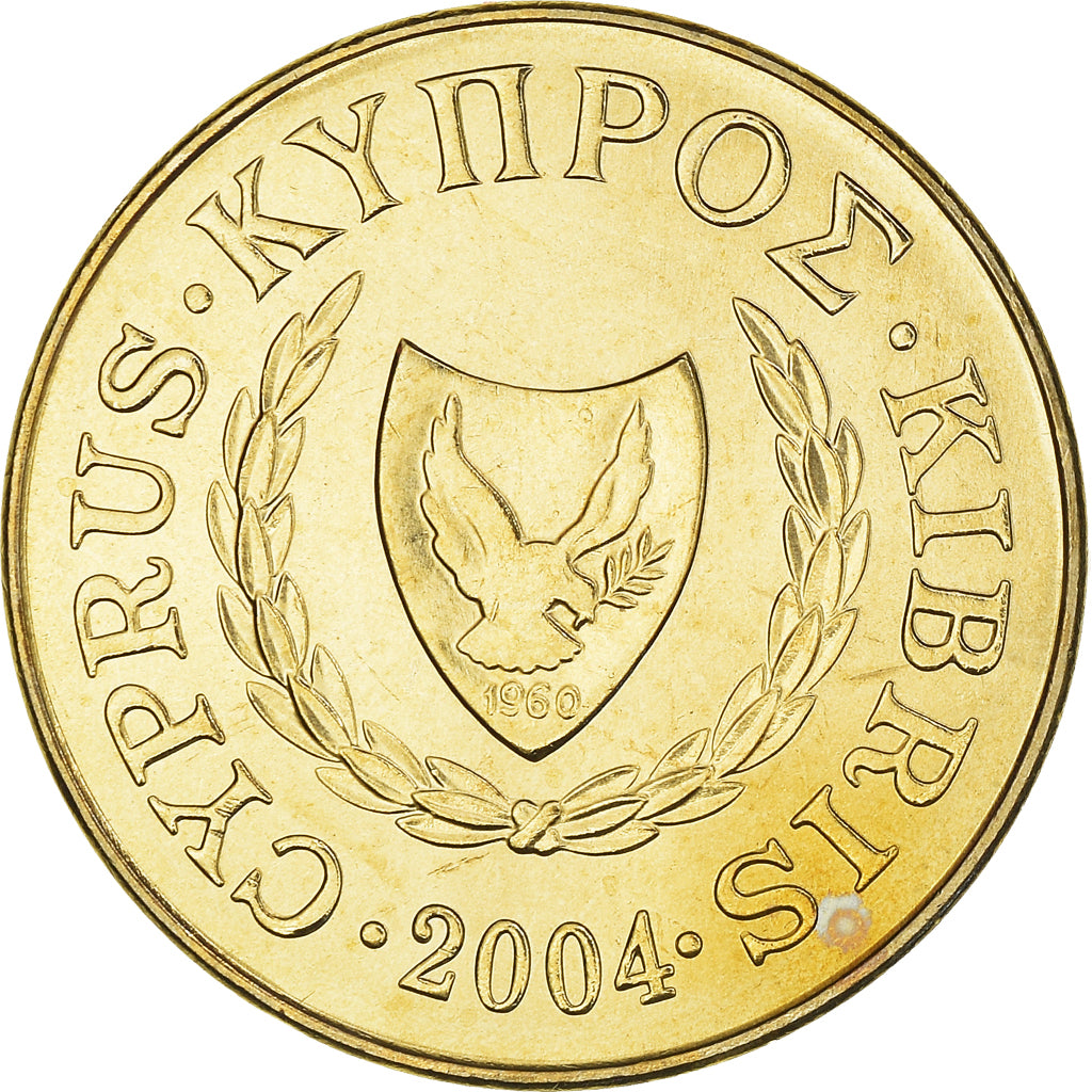 Coin, Cyprus, 5 Cents, 2004, MS(64), Nickel-brass, KM:55.3