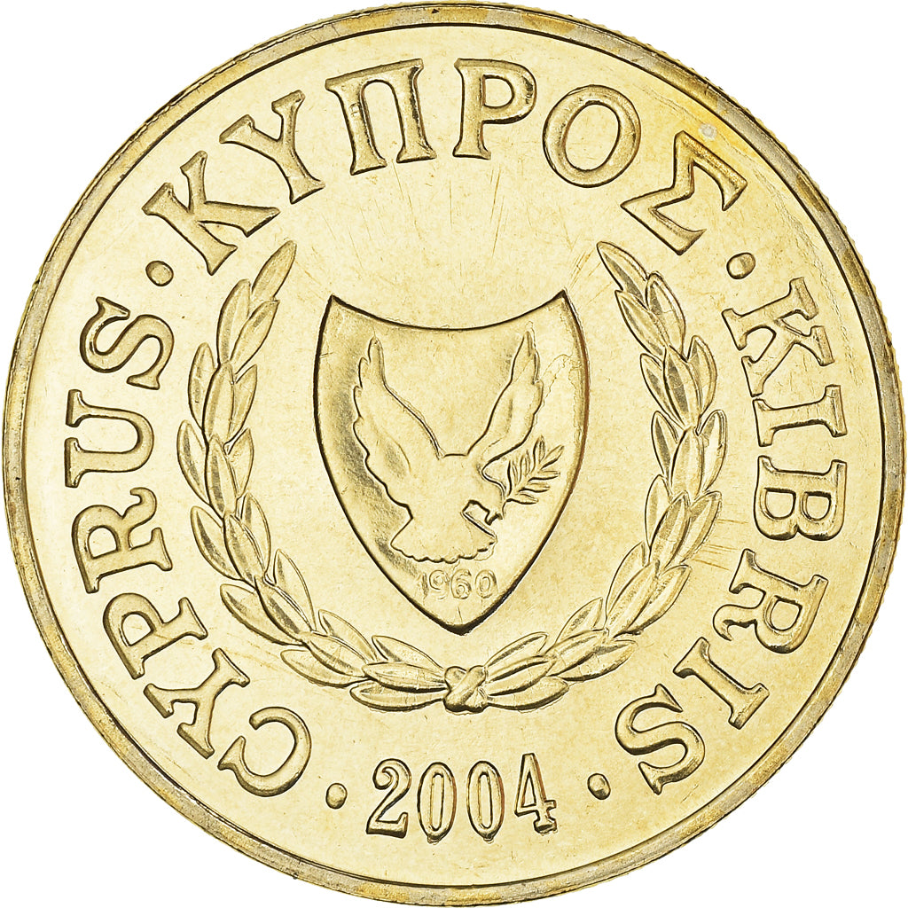 Coin, Cyprus, 10 Cents, 2004, MS(64), Nickel-brass, KM:56.3