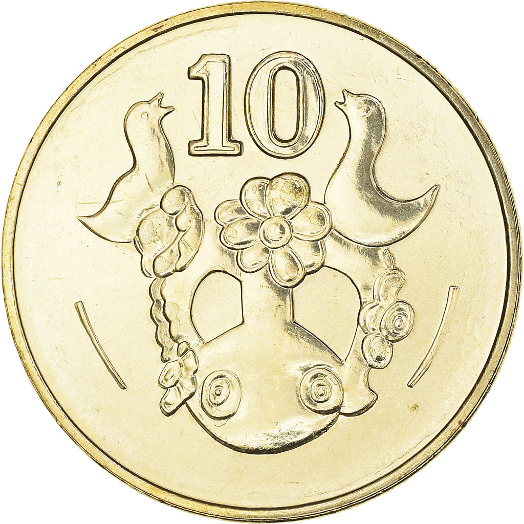 Coin, Cyprus, 10 Cents, 2004, MS(64), Nickel-brass, KM:56.3