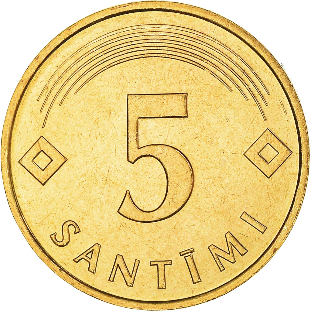 Moneta, Lettonia, 5 Santimi, 1992, SPL+, Nichel-ottone, KM:16
