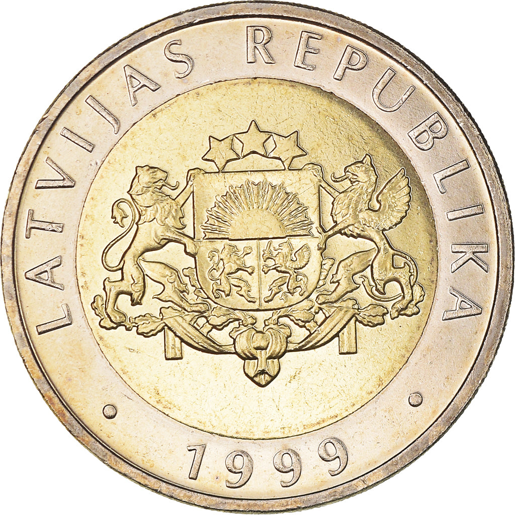 Coin, Latvia, 2 Lati, 1999, MS(63), Bi-Metallic, KM:38