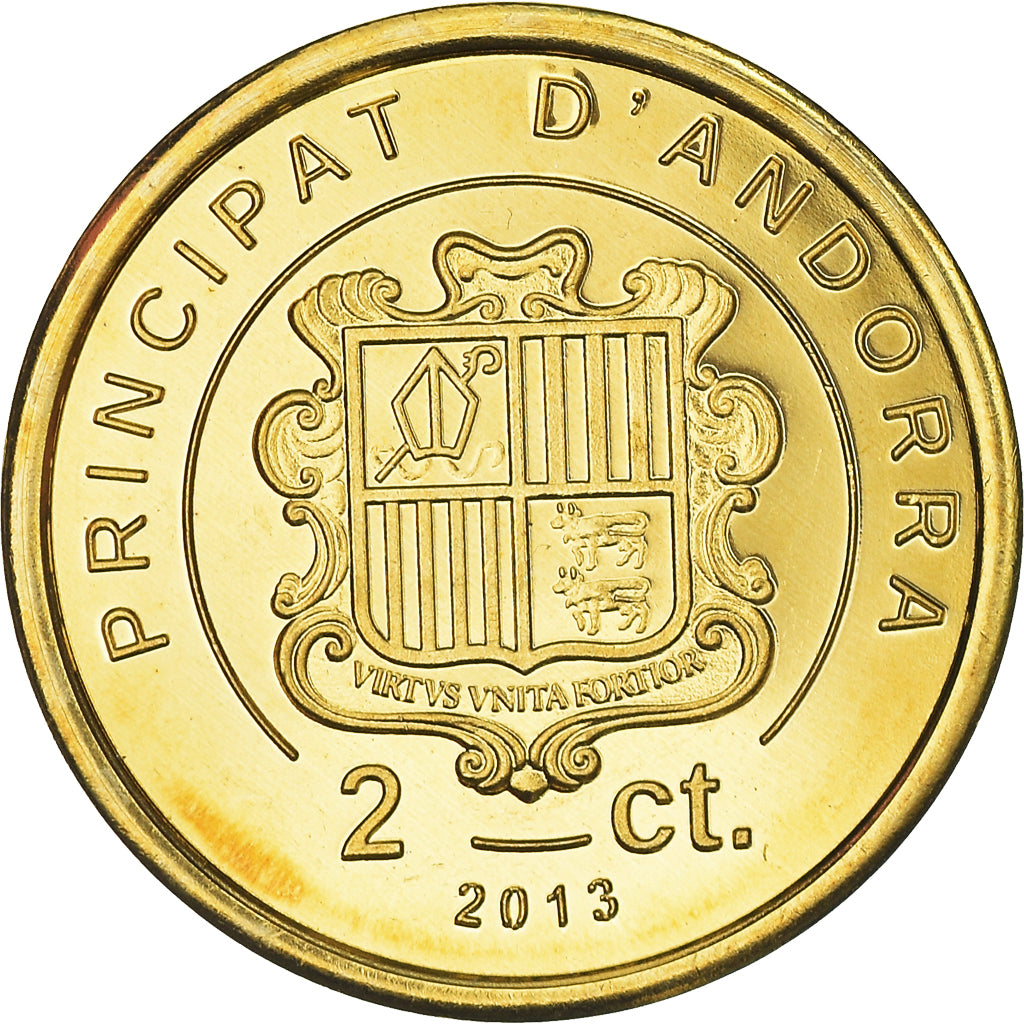 Münze, Andorra, 2 Centims, 2013, UNZ+, Kupfer-Nickel