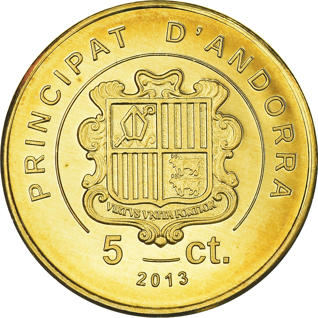 Moneta, Andorra, 5 Centims, 2013, SPL+, Rame-nichel