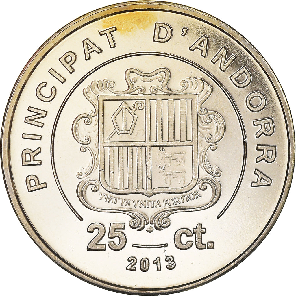 Münze, Andorra, 25 Centims, 2013, UNZ, Kupfer-Nickel