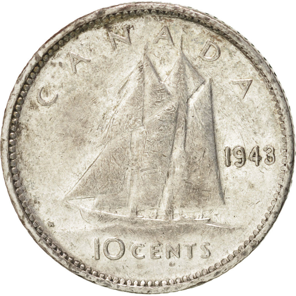 Monnaie, Canada, George VI, 10 Cents, 1943, Royal Canadian Mint, Ottawa, TTB