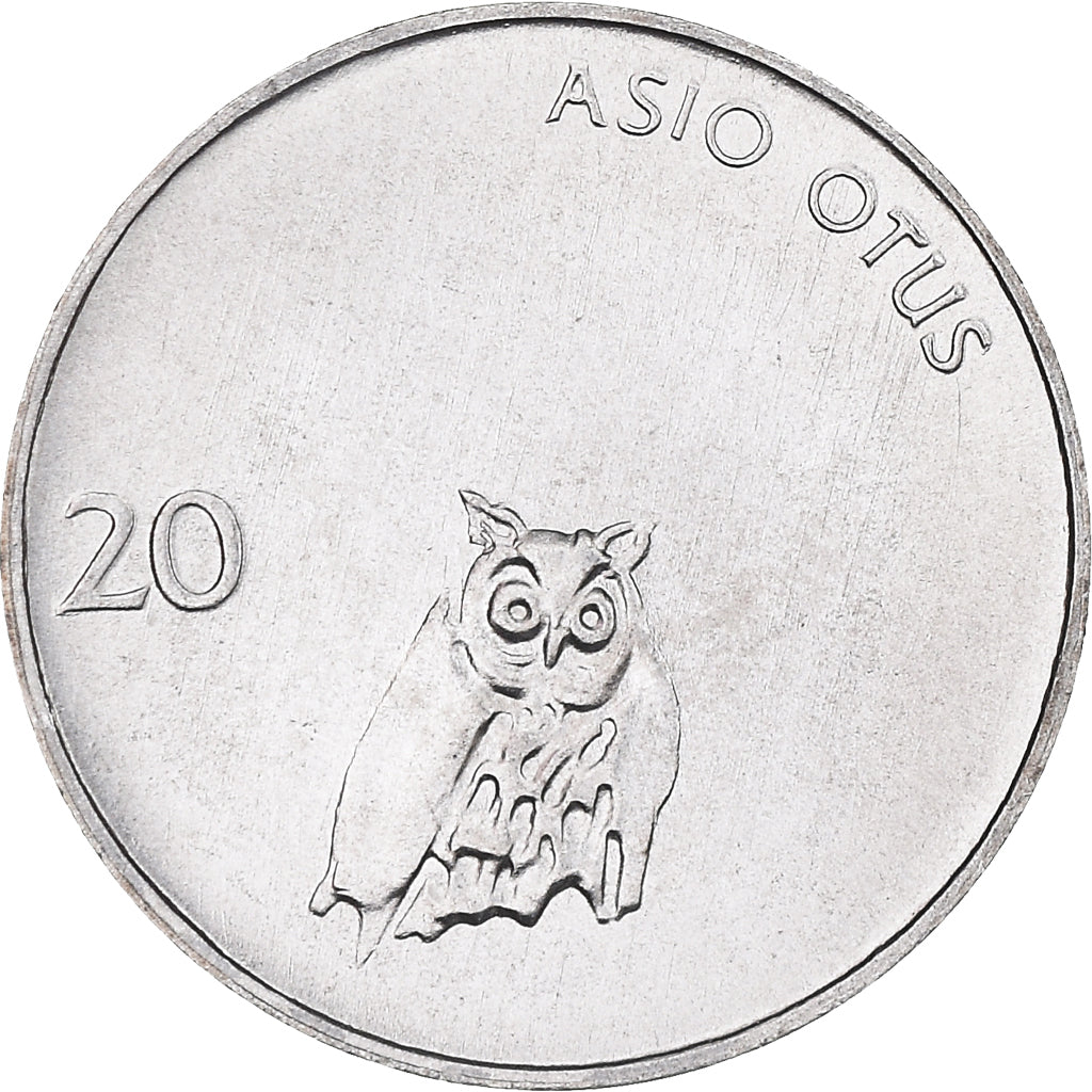 Coin, Slovenia, 20 Stotinov, 1993, MS(64), Aluminum, KM:8