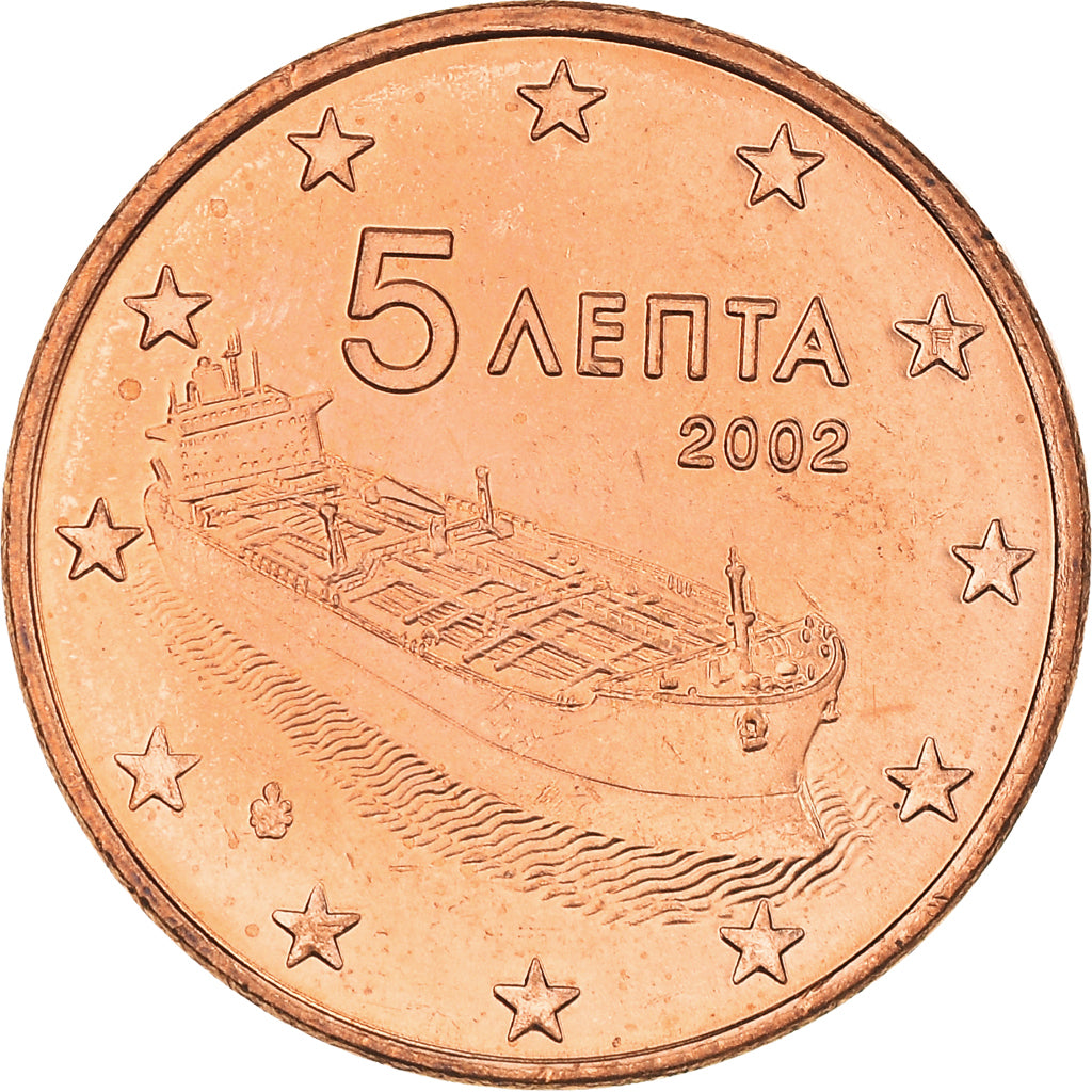 Greece, 5 Euro Cent, 2002, Athens, MS(64), Copper Plated Steel, KM:183