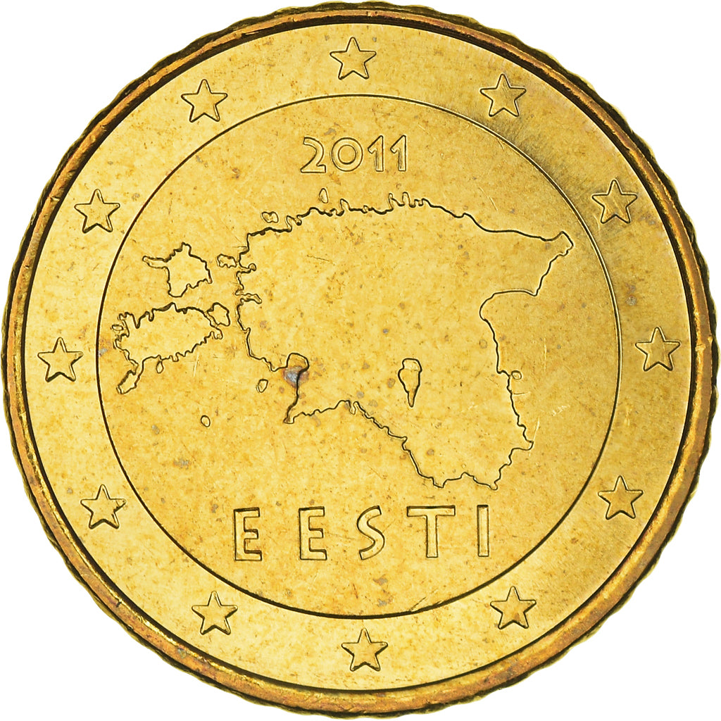 Estonia, 50 Euro Cent, 2011, Vantaa, MS(64), Brass, KM:66