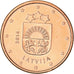 Letónia, Euro Cent, 2014, Stuttgart, MS(64), Aço Cromado a Cobre, KM:150