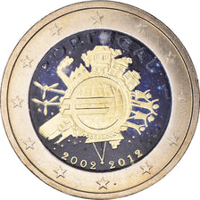 Portugal, 2 Euro, 10 ans de l'Euro, 2012, Lisbon, Colourized, MS(63)
