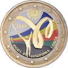 Portogallo, 2 Euro, Lusophonie, 2009, Lisbon, Colourized, SPL, Bi-metallico