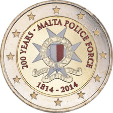 Malta, 2 Euro, Police force, 2014, Colourized, MS(63), Bimetaliczny, KM:New