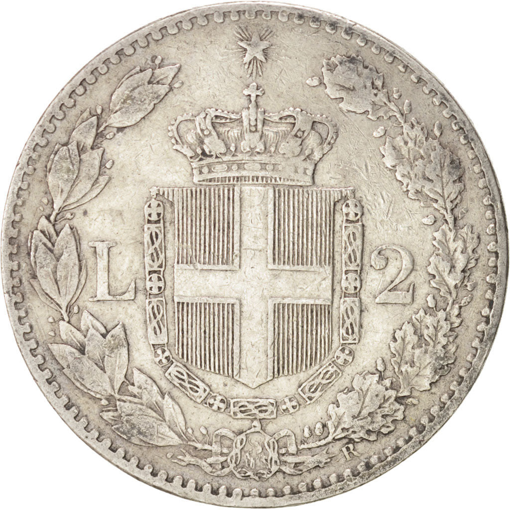 Italia, Umberto I, 2 Lire, 1887, Rome, BB, Argento, KM:23