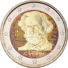 Italy, 2 Euro, Giuseppe Verdi, 2013, Rome, Colourized, MS(64), Bi-Metallic
