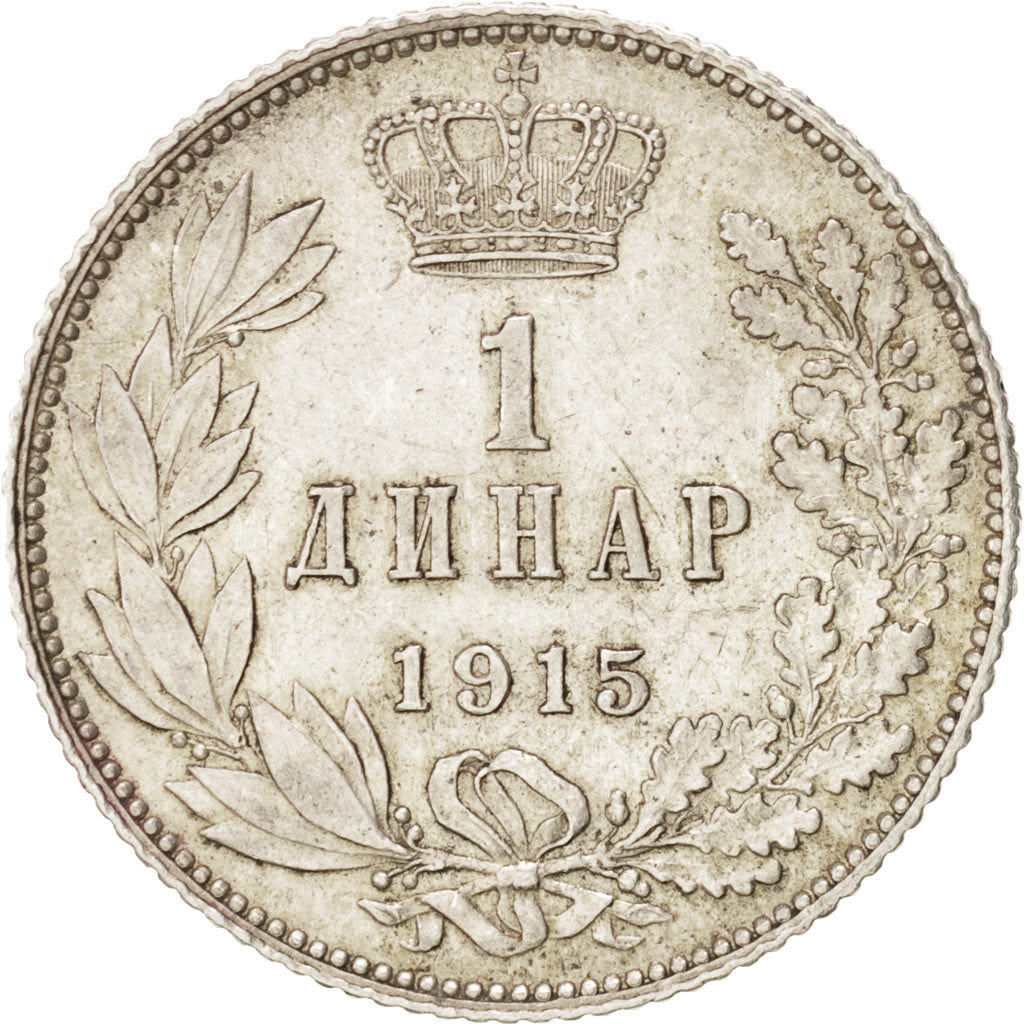 Coin, Serbia, Peter I, Dinar, 1915, Paris, AU(55-58), Silver, KM:25.3