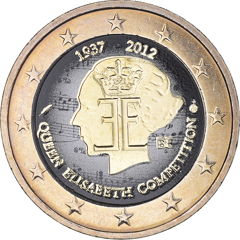 Belgium, 2 Euro, Queen Elisabeth, 2012, Colourized, AU(55-58), Bi-Metallic