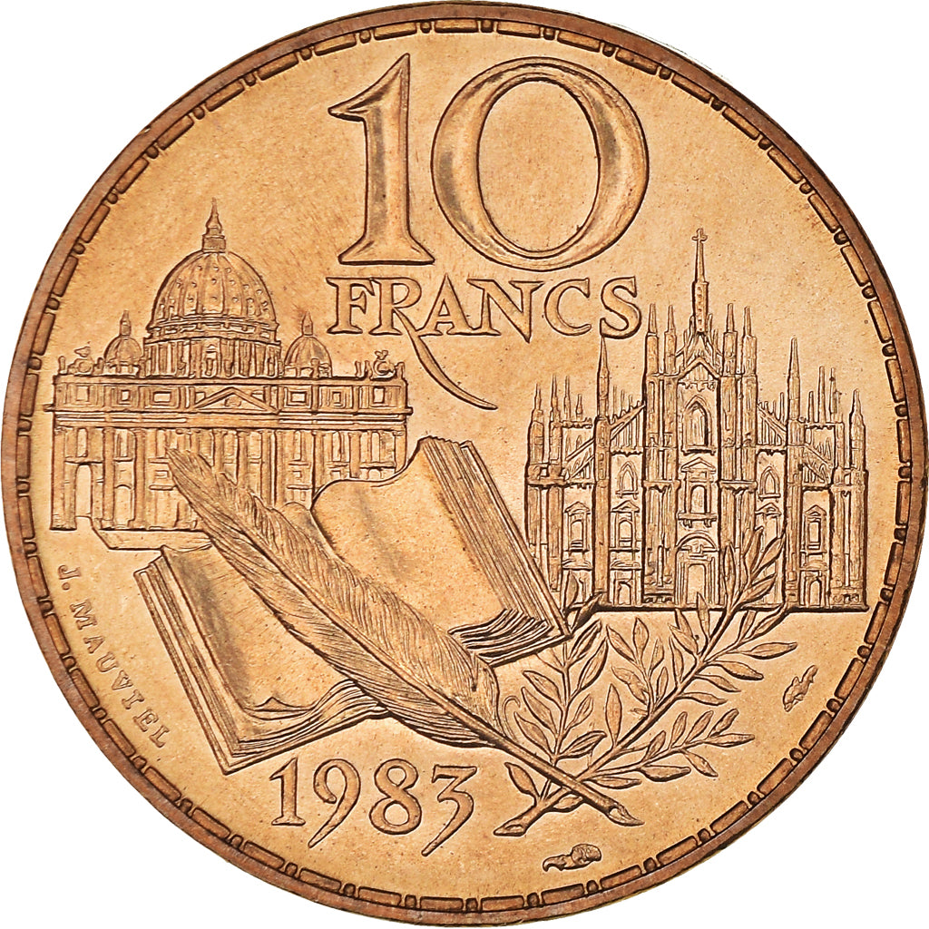 Munten, Frankrijk, Stendhal, 10 Francs, 1983, Paris, FDC, FDC, Nickel-Bronze