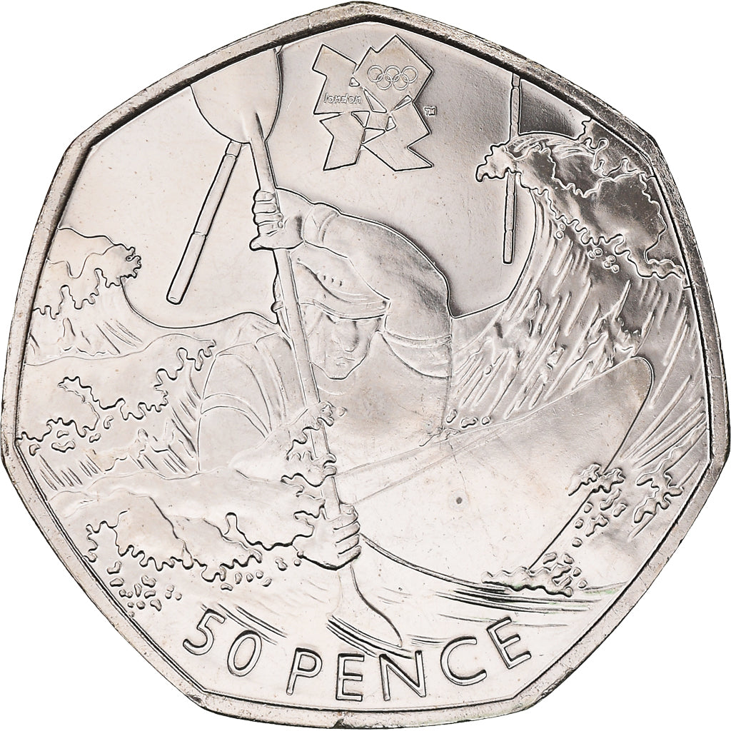 Coin, Great Britain, Elizabeth II, Canoeing, 50 Pence, 2011, British Royal Mint